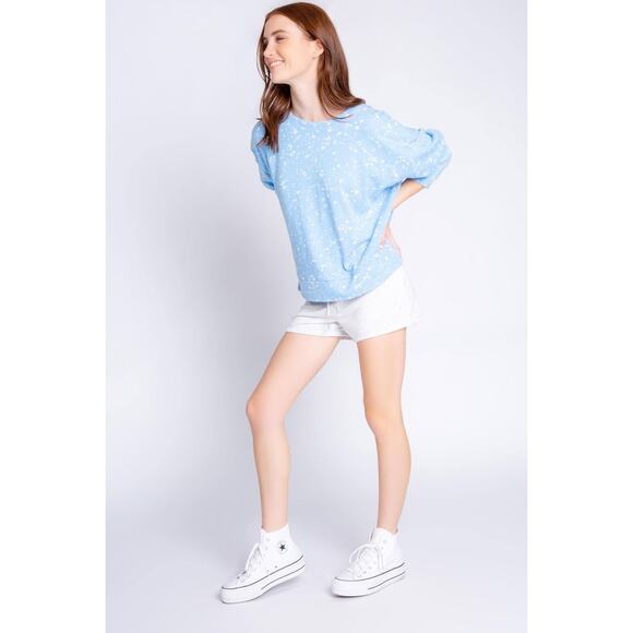 P.J. Salvage Pullover Pajama Top Size L Blue Splatter Flick Of The Brush Relaxed - Picture 12 of 16